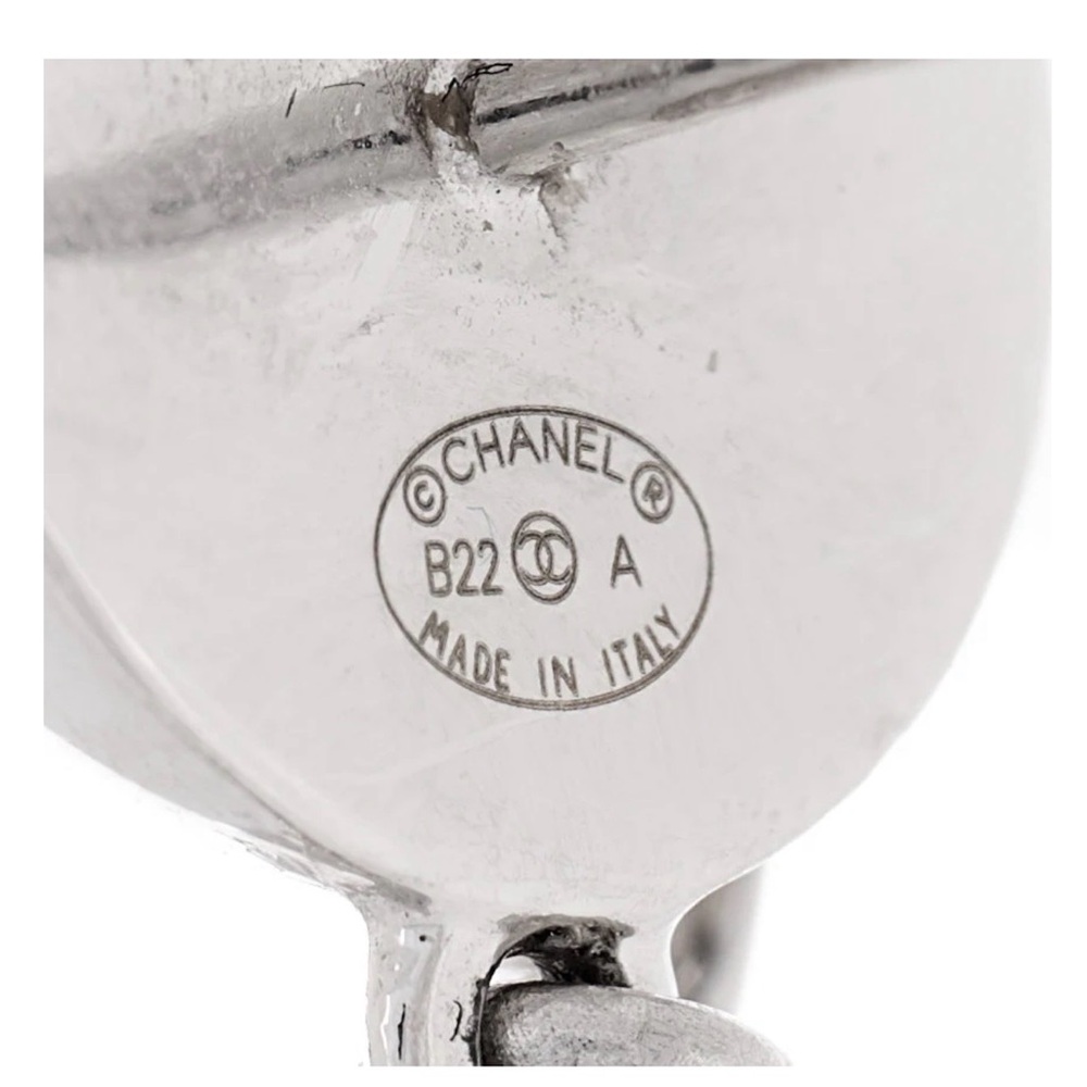 CHANEL Silver Chain Logo Earrings - Picture 3 of 7